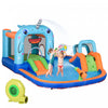 Outsunny 5-en-1 Toboggan Gonflable, Chateau Gonflable Pour Enfants Avec Toboggan, Trampoline, Piscine, Pistolet A Eau, Mur D'escalade, Sac De Transport, Patches De Reparation, Souffleur 450w