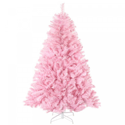Homcom 5' Artificial Christmas Tree With Auto Open, Wide Shape, Pink|Homcom Sapin De Noel Artificiel 5 Pi , Forme Large, Rose