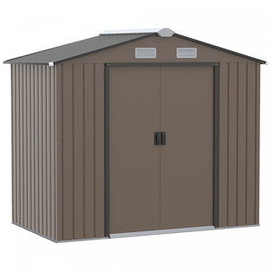 Outsunny Abri De Rangement 7' X 4', Maison A Outils De Jardin, Marron