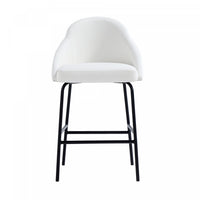 Tabouret de comptoir moderne en metal Gracie, rembourre, blanc et noir