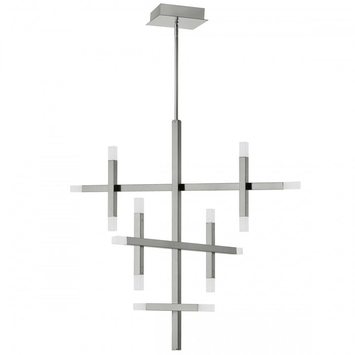 Lustre Acasia de Dainolite en acrylique givré qui diffuse la lumière, avec fini chromé poli et ampoule de 42 W