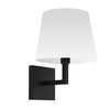 Applique murale Whitney de Dainolite avec abat-jour blanc, fini noir mat et 1 ampoule