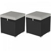Outsunny Ottoman d'exterieur en osier 2 pieces avec rangement, noir