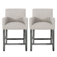  Ensemble De 2 Tabourets De Comptoir Griffith, Assise De 66 cm, Tissu Rembourre Et Pieds En Bois Massif - Gris Clair