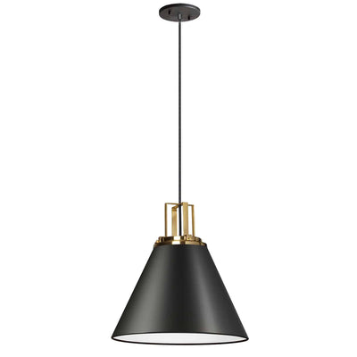 Dainolite Sonus 1 Light Pendant Matte Black Aged Brass Accent Lamp|Luminaire suspendu Sonus de Dainolite avec fini noir mat, touches laiton vieilli et 1 ampoule
