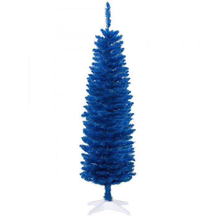 Homcom Sapin De Noel Artificiel Fin 5pi, Arbre De Noel, Bleu Profond