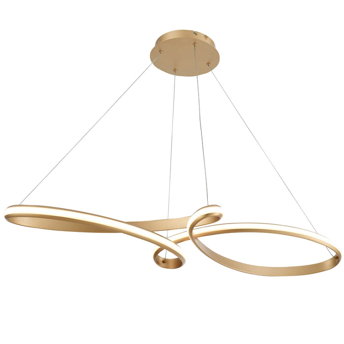 Luminaire suspendu horizontal Nola de Dainolite en silicone blanc qui diffuse la lumière, avec fini laiton vieilli et ampoule à DEL de 50 W