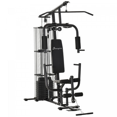 Soozier Home Gym, Multifunction Gym Equipment Workout Station With 100lbs Weight Stack For Lat Pulld|Soozier Station De Musculation Entrainement Complet Gym System Musculation Exercice Workout Station