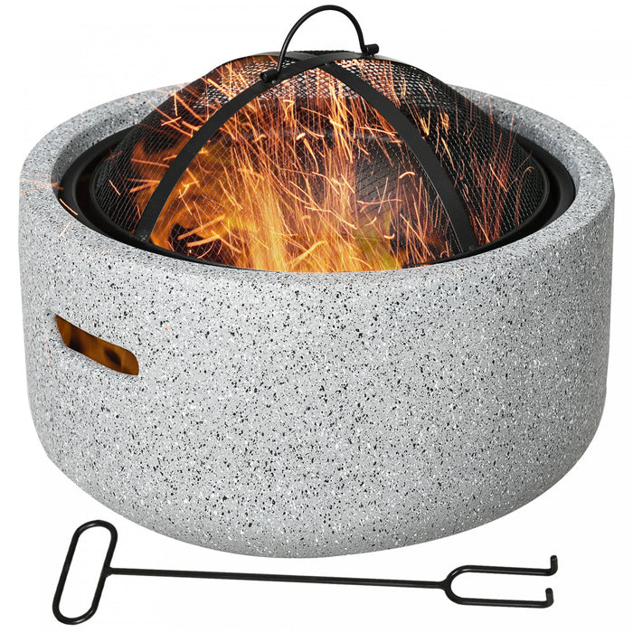 Outsunny Foyer Exterieur De 18 Po Avec Ecran, Tisonnier, Chauffage Au Bois
