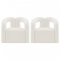 Fauteuil lounge Darian moderne en boucle blanc - Lot de 2