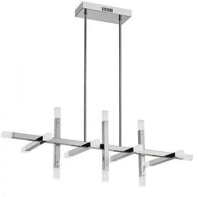 Dainolite Acasia Horizontal Chandelier 48w Polished Chrome Frosted Acrylic Diffuser Lamp|Lustre horizontal Acasia de Dainolite en acrylique givré qui diffuse la lumière, avec fini chromé poli et ampoule de 48 W