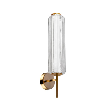 Dainolite Ramona LED Wall Sconce 10w Aged Brass Clear Fluted Glass Lamp|Applique murale Ramona de Dainolite en verre cannelé transparent, avec fini laiton vieilli et ampoule à DEL de 10 W