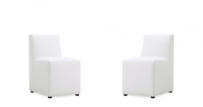 Anna Square Modern Vegan Leather Dining Chair in White - Set of 2 | Chaise de salle a manger moderne en cuir vegetalien blanc Anna - Lot de 2