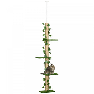 Pawhut Arbre A Chat A 4 Niveaux Du Sol Au Plafond, Hauteur 79,5 A 95,3
