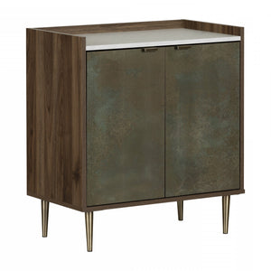 Armoire de rangement Maliza à 2 portes - noyer naturel et brune