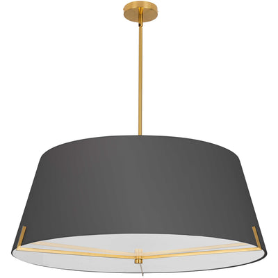 Dainolite Preston 4 Light Pendant 33" Dia Aged Brass Black Fabric Shade Lamp|Luminaire suspendu Preston de Dainolite de 33 po de diamètre avec abat-jour en tissu noir, fini laiton vieilli et 4 ampoules