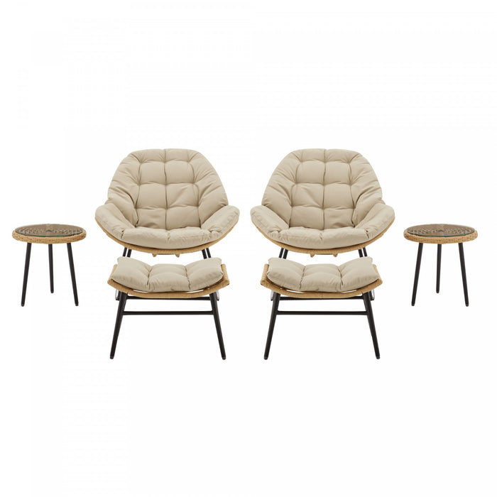 Ensemble moderne Benson de 3 fauteuils lounge en creme - Lot de 6