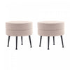 Lot de 2 poufs d’appoint rembourres style mid-century modern Bailey en coloris ble