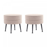  Lot de 2 poufs d’appoint rembourres style mid-century modern Bailey en coloris ble