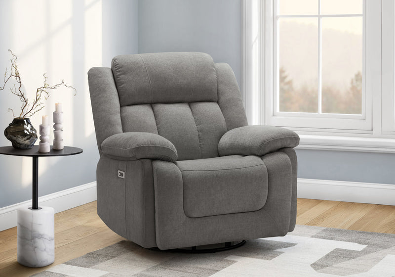 Fauteuil Inclinable Electrique, 39\"L, Planeur, Pivoter, Port Usb Inclus, Tissu Gris Clair