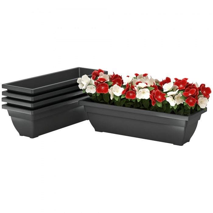 Outsunny Lot de 5 jardinieres de fenetre de 23 pouces, noir