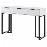 Horizon Table Console Moderne avec Tiroirs Geometriques et Cadre Dore, Blanc/Noir