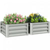 Outsunny Lot De 2 Pieces Parterre De Fleur Jardinieres En Acier Gris Clair