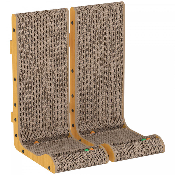 PawHut griffoir pour chat en carton en forme de L, 57,5 cm, lot de 2