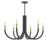 Lustre Wand de Dainolite avec fini noir mat et laiton vieilli et 6 ampoules