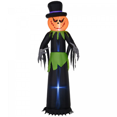 Outsunny 8ft Halloween Inflatable Pumpkin Ghost In A Hat With LED Display|Outsunny Citrouille Gonflable 8pi Halloween Avec Chapeau, Affichage LED