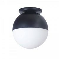 Plafonnier affleuré Dayana de Dainolite en verre blanc, avec fini noir mat et 1 ampoule incandescente
