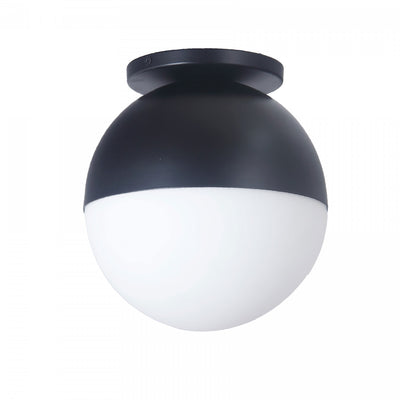 Dainolite Dayana 1 Light Flush Mount Incandescent Matte Black White Glass Lamp|Plafonnier affleuré Dayana de Dainolite en verre blanc, avec fini noir mat et 1 ampoule incandescente