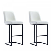  Tabouret de bar moderne en metal et tissu Serena, blanc - Lot de 2