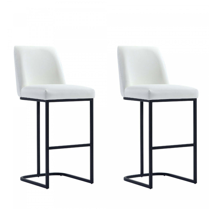 Tabouret de bar moderne en metal et tissu Serena, blanc - Lot de 2