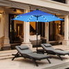 Costway Parasol de marche solaire LED de 9 pieds avec reglage d'inclinaison et manivelle, bleu
