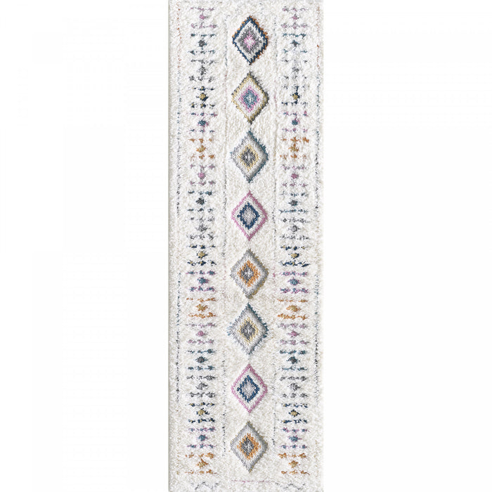 Carpette à poil long Lola à motif de diamants - 2 pi 7 po x 8 pi