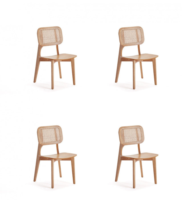 Chaise de salle a manger en bois style industriel Versailles, finition naturelle - Lot de 4