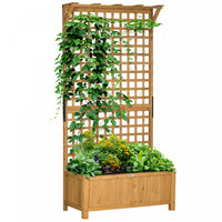 Outsunny Lit De Jardin Sureleve , Jardiniere En Bois Avec Treillis, Jardiniere Avec Ecran De Confide