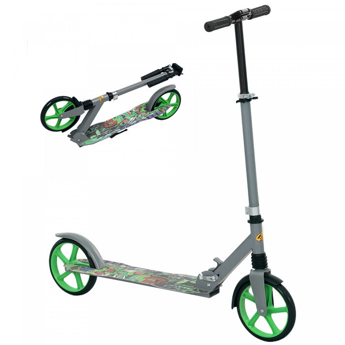 Qaba Trottinette Pour Enfants De 6 A 12 Ans, Trottinette Reglable, Vert