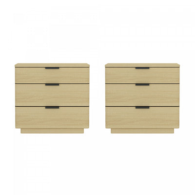 Payton Modern 26" Nightstand in Natural Oak (3-Drawer) - Set of 2 | Table de nuit moderne Payton 66 cm en chene naturel (3 tiroirs) - Lot de 2