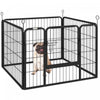 Pawhut Parc En Metal Pour Animal Domestique, Chiot, Chien, Cloture D'exercice Avec Porte Interieure Et Exterieure Pour Petit Chien, 32.25\"x32.25\"x23.5\"