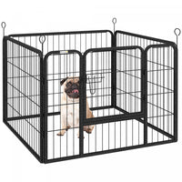 Pawhut Parc En Metal Pour Animal Domestique, Chiot, Chien, Cloture D'exercice Avec Porte Interieure