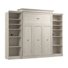 Grand lit escamotable Versatile de Bestar de 115 po (L) avec 2 organisateurs de garde-robe - blanc chêne lin