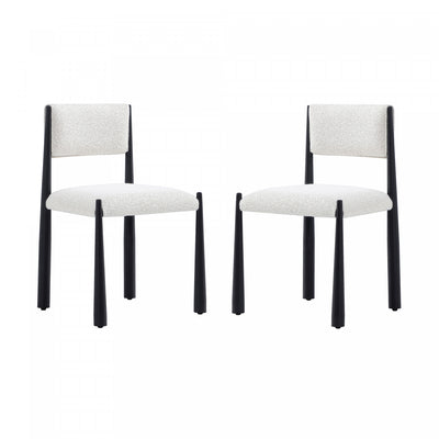 Lennor Mid-Century Modern Boucle Metal Side Chair in Cream - Set of 2 | Chaise d’appoint en metal boucle creme Lennor style milieu du siecle – Lot de 2