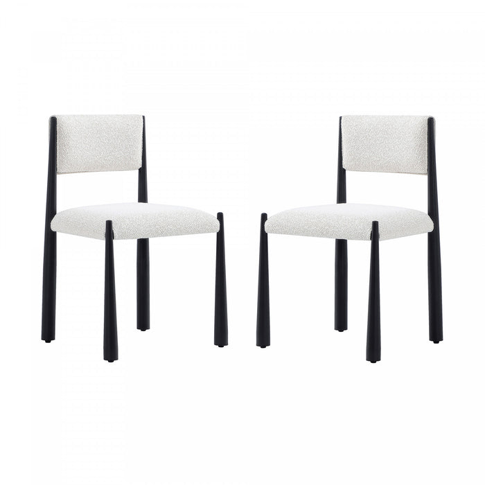 Chaise d’appoint en metal boucle creme Lennor style milieu du siecle – Lot de 2