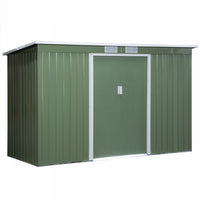 Outsunny 9ft X 4.25ft Abri De Jardin En Acier Ondule Remise A Outils Pour Equipement D'exterieur Ave