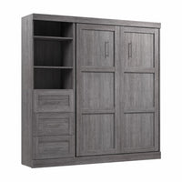 Lit double escamotable mural Pur de Bestar de 84 po avec rangement et tiroirs - gris écorce