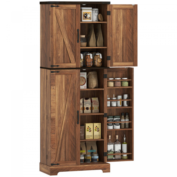 HOMCOM Armoire de cuisine, garde-manger de 64 po avec tablettes reglables