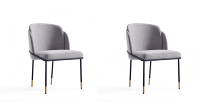 Flor Modern Metal Twill Weave Dining Chair in Gray - Set of 2 | Chaise de salle a manger Flor en metal moderne a tissage serge gris - Lot de 2