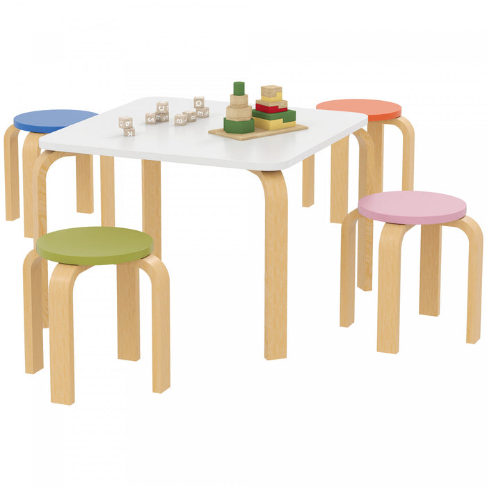 Ensemble Table et Chaises pour Tout-petits Qaba, 4 Chaises Incluses